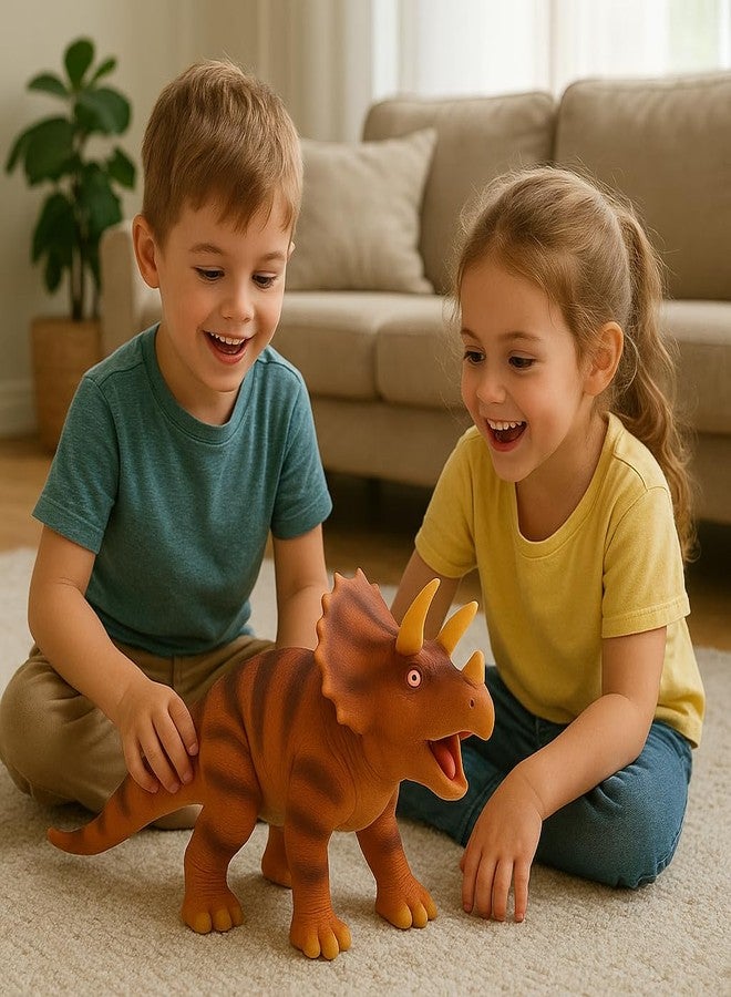 DTR Creation Triceratops Dinosaur Toy - 35cm Realistic Soft Plastic Dinosaur Figure for Kids | Educational Prehistoric Animal Model | Birthday Gift for Boys & Girls - Image 4
